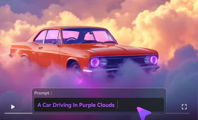 Animation showing a city transforming based on text prompts.